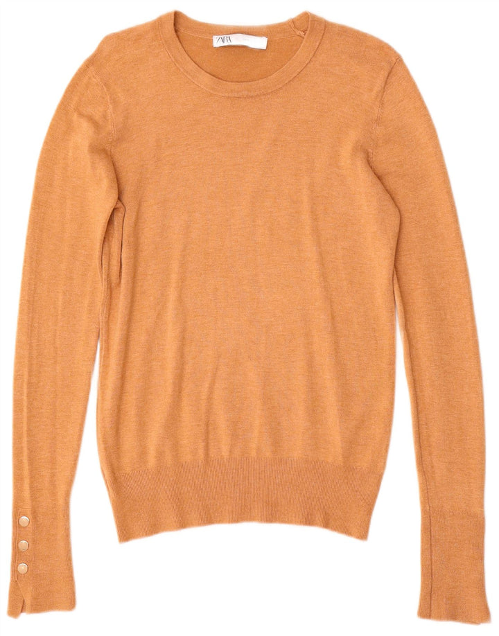 Zara Womens Boat Neck Jumper Sweater UK 12 Medium Beige