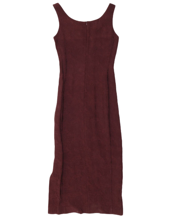SPORTMAX Womens Sleeveless Bodycon Dress UK 10 Small Burgundy Floral