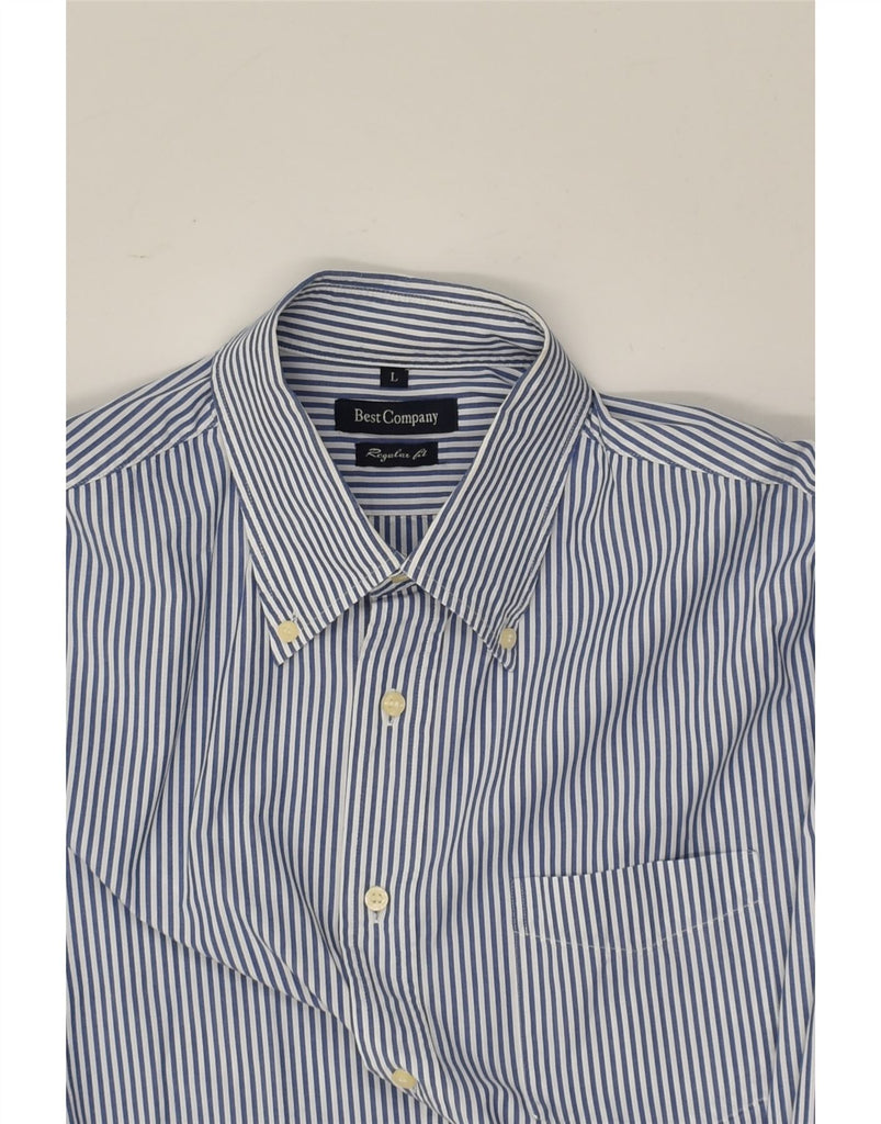 BEST COMPANY Mens Regular Fit Shirt Large Blue Pinstripe Cotton | Vintage Best Company | Thrift | Second-Hand Best Company | Used Clothing | Messina Hembry 