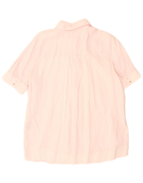 Tommy Hilfiger Womens Short Sleeve Oversized Shirt UK 12 Medium  Pink Linen