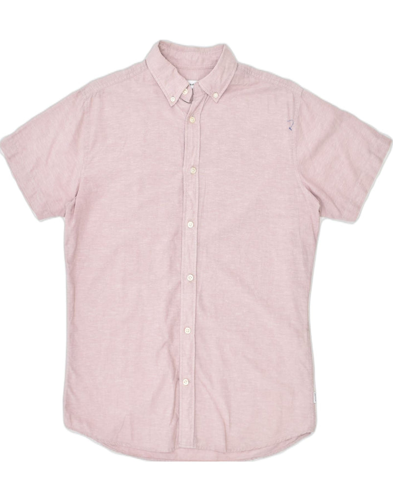 JACK & JONES Mens Short Sleeve Shirt Small Pink Cotton | Vintage | Thrift | Second-Hand | Used Clothing | Messina Hembry 