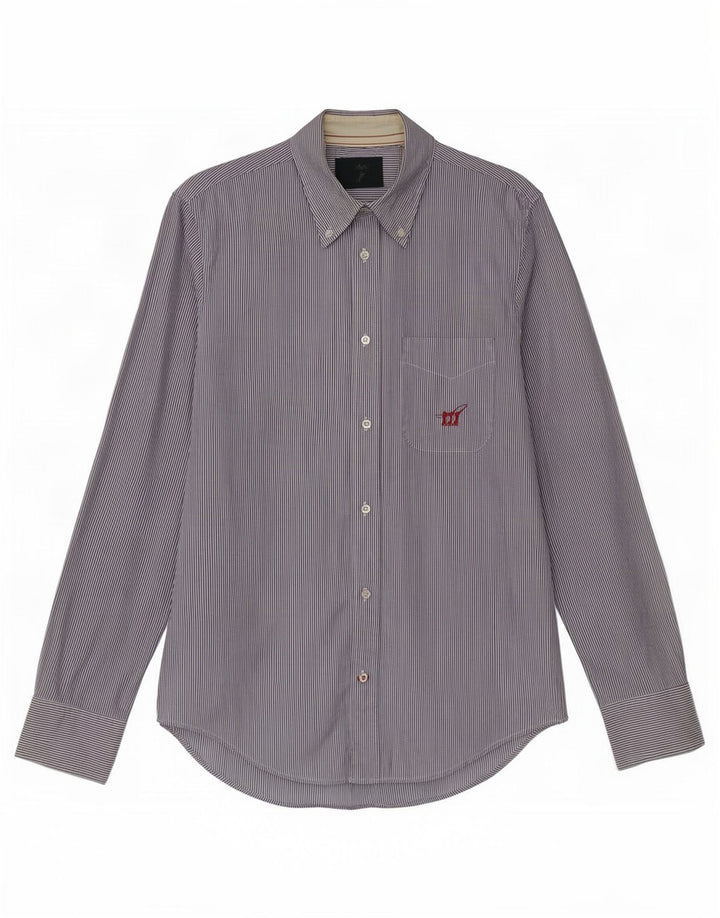 Henry Cottons Mens Shirt Size 39 Medium Blue Pinstripe Cotton