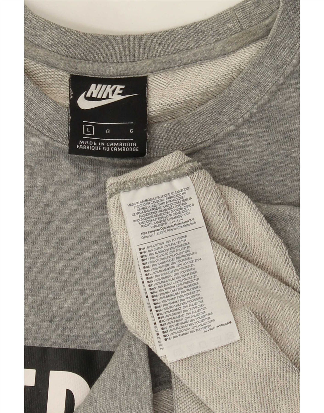 Nike Mens Graphic Sweatshirt Jumper Large Grey Flecked Cotton