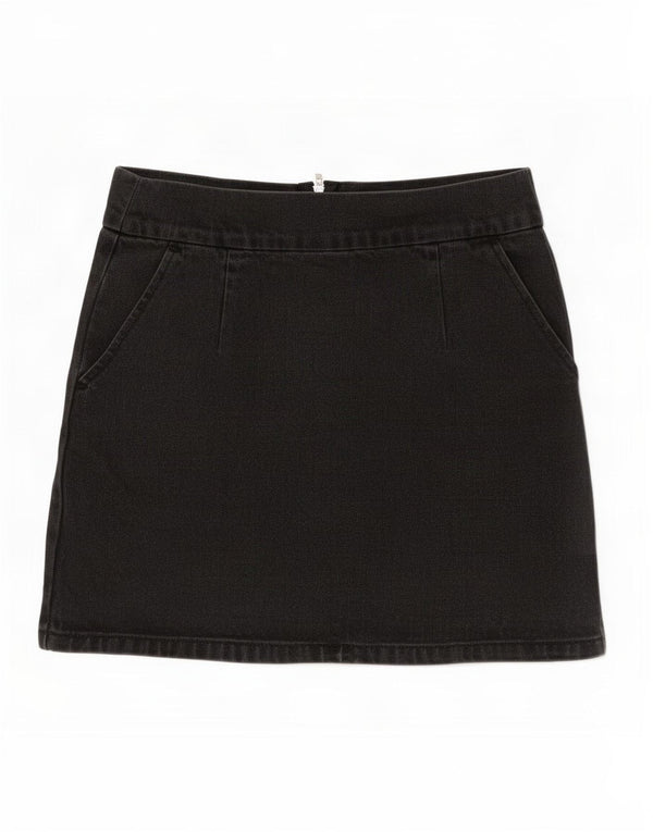 Topshop Womens Moto Mini Denim Skirt Medium W28 Black Cotton