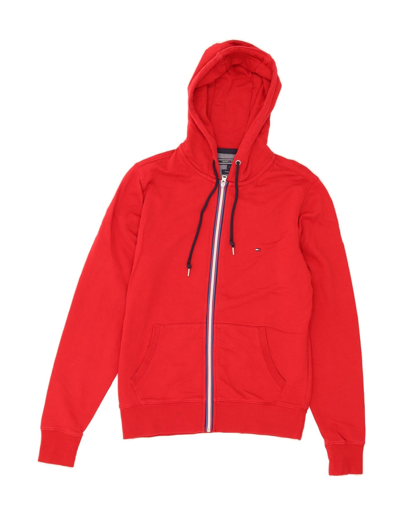 TOMMY HILFIGER Herren Vintage Fit Zip Hoodie Pullover Klein Rot Baumwolle