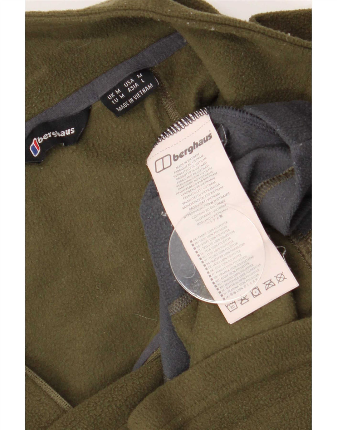 Berghaus Mens Zip Neck Fleece Jumper Medium Khaki Colourblock Polyester