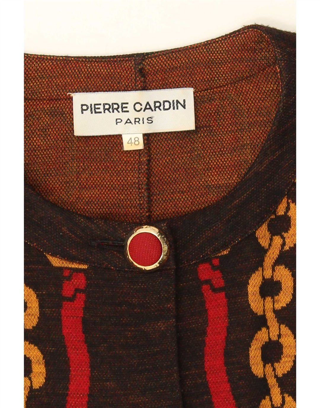 Pierre Cardin Womens Abstract Pattern 5 Button Blazer Jacket IT 48 XL Brown