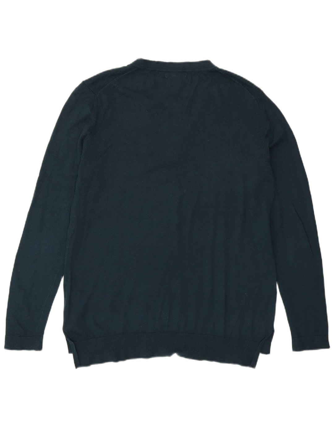 MASSIMO DUTTI Womens V-Neck Jumper Sweater UK 16 Large Green Wool