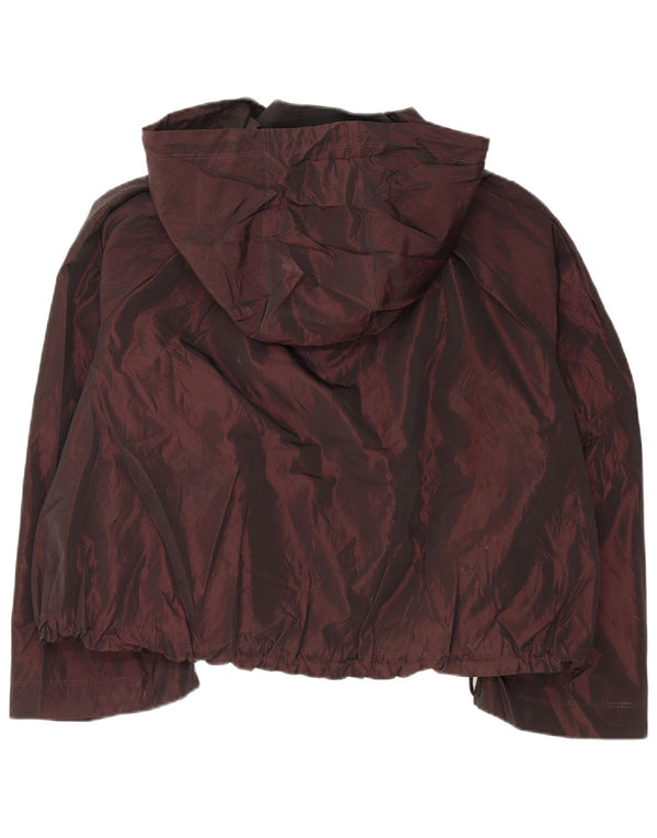 CALVIN KLEIN Womens Oversized Hooded Bomber Jacket UK 14 Medium Burgundy