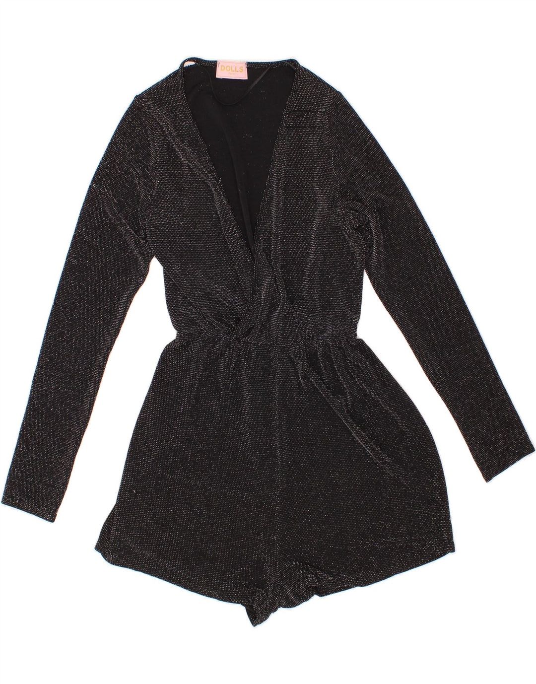 VINTAGE Womens Long Sleeve Playsuit UK 4 XS  Black Polyester Vintage Vintage and Second-Hand Vintage from Messina Hembry 