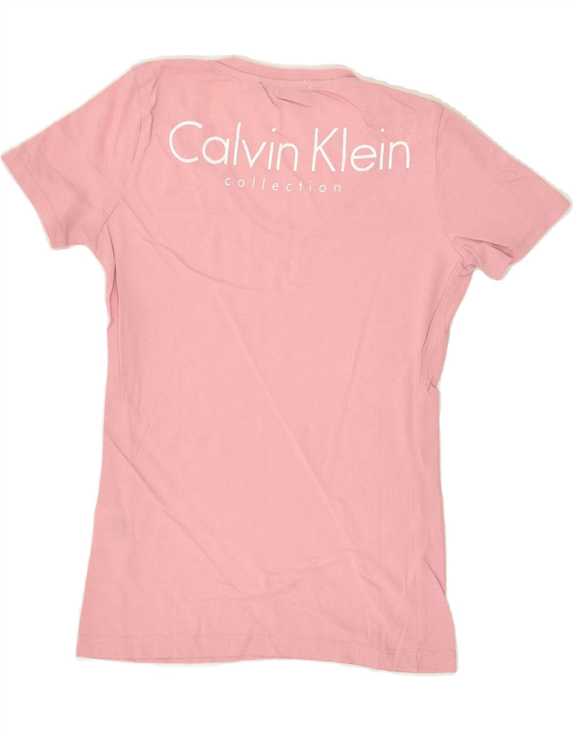 CALVIN KLEIN Womens Graphic T-Shirt Top UK 10 Small Pink Cotton | Vintage Calvin Klein | Thrift | Second-Hand Calvin Klein | Used Clothing | Messina Hembry 