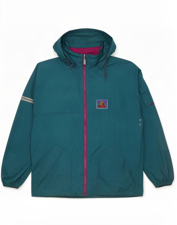 Vintage Mens Hooded Rain Jacket IT 54 2XL Green Sports