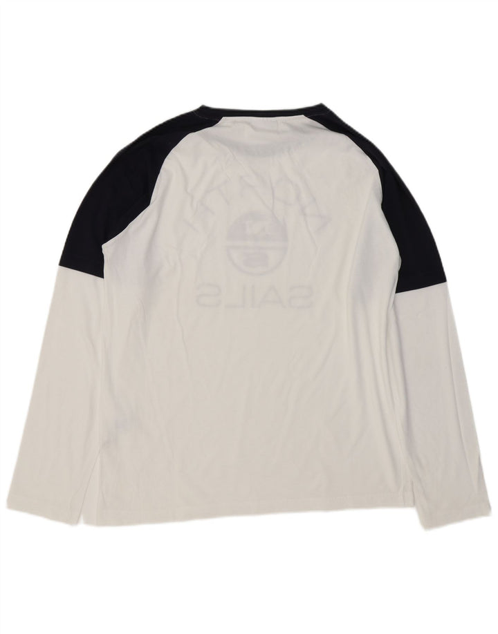 North Sails Mens Graphic Top Long Sleeve XL White Colourblock Cotton