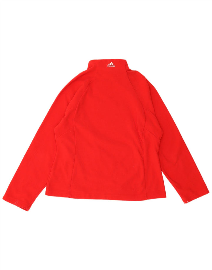 Adidas Womens Graphic Zip Neck Fleece Jumper UK 16 Large Red Polyester