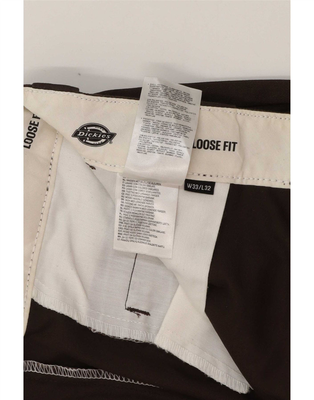 Dickies Mens Loose Fit Cargo Trousers W33 L32 Brown Polyester