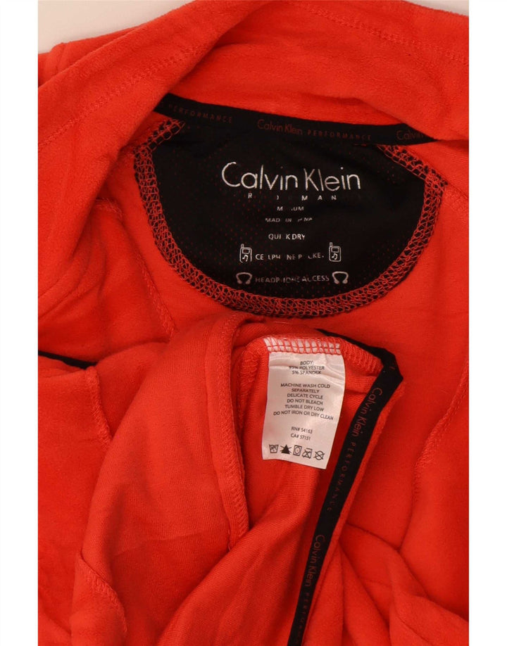 Calvin Klein Womens Graphic Fleece Jacket UK 14 Medium Red Polyester