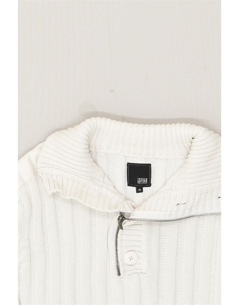 JACK & JONES Mens Zip Neck Jumper Sweater Medium White | Vintage Jack & Jones | Thrift | Second-Hand Jack & Jones | Used Clothing | Messina Hembry 