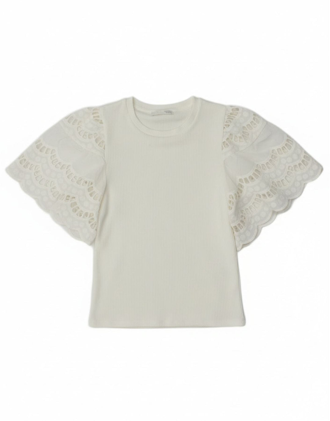 Zara Womens Crop Batwing Blouse Top UK 8 Small White Viscose