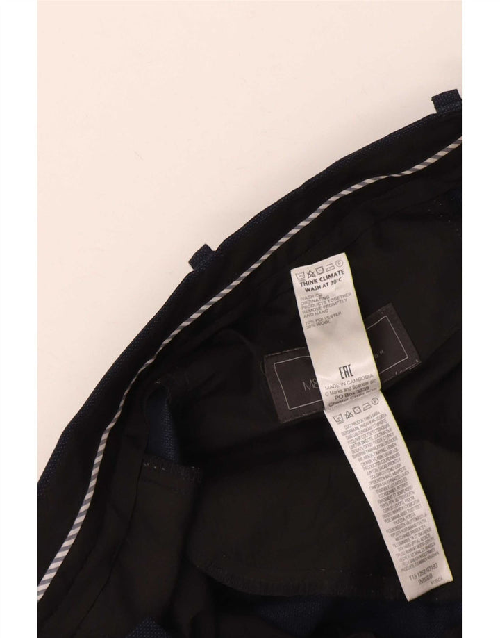 Marks & Spencer Mens Regular Fit Suit Trousers W38 L31 Navy Blue Polyester