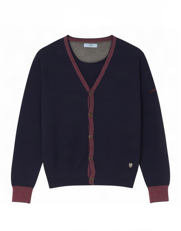 Harmont & Blaine Womens Cardigan Sweater UK 14 Medium Navy Blue Colourblock