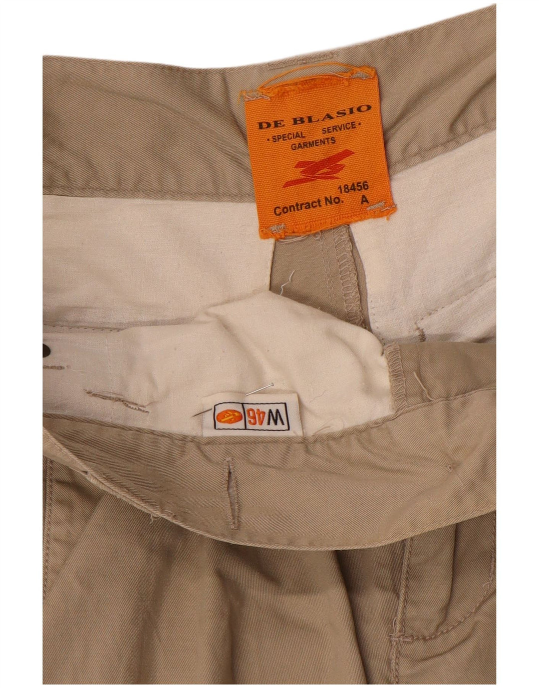 Vintage Mens Straight Cargo Trousers IT 46 Small W32 L34 Beige Cotton