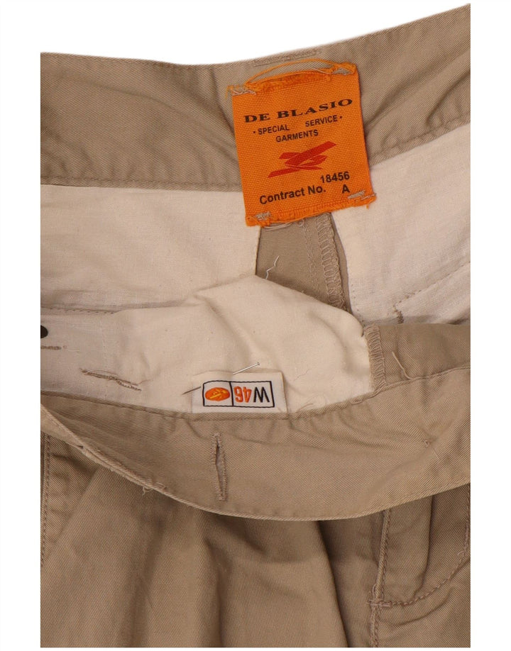 Vintage Mens Straight Cargo Trousers IT 46 Small W32 L34 Beige Cotton