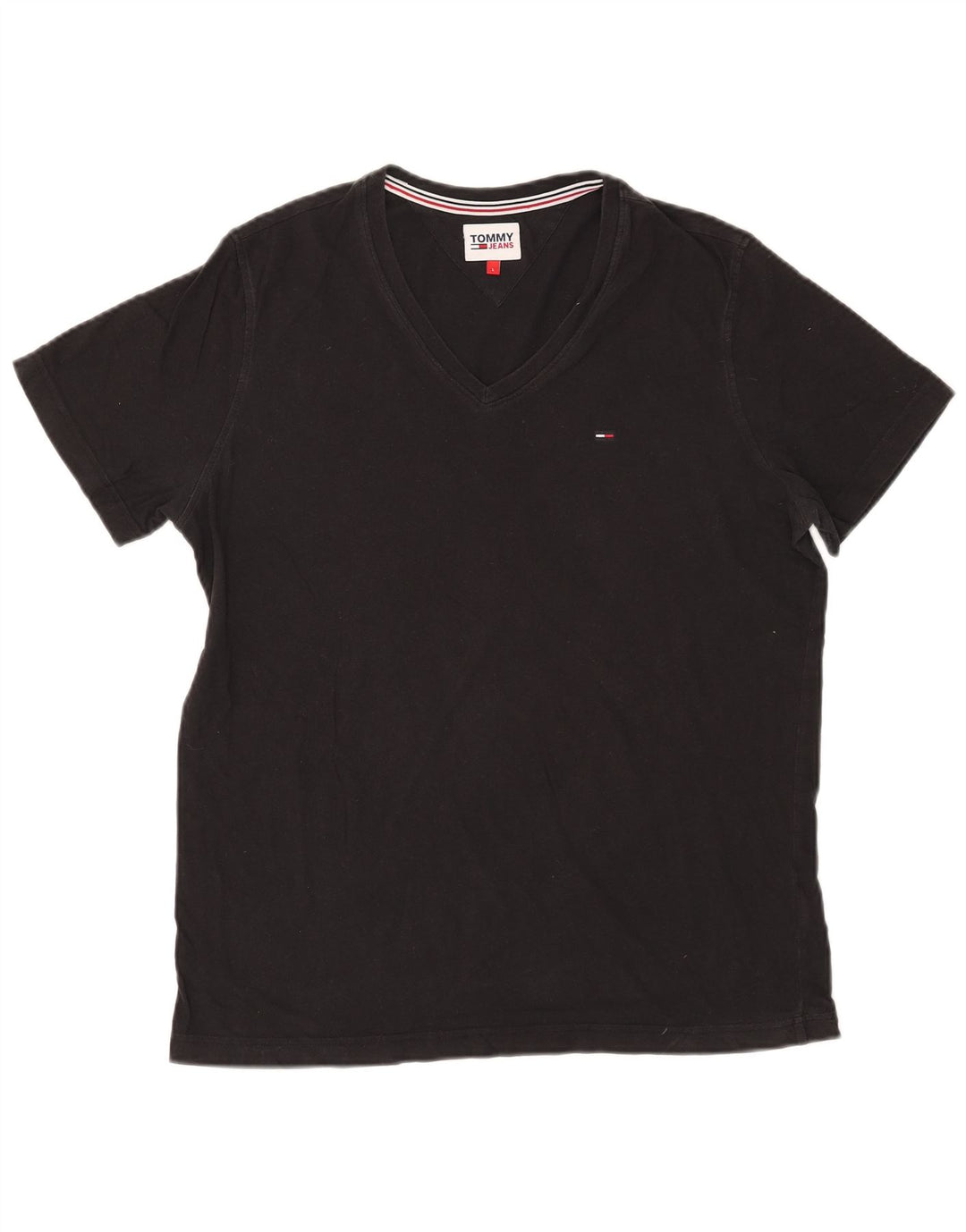 Tommy Hilfiger Mens T-Shirt Top Large Black Cotton