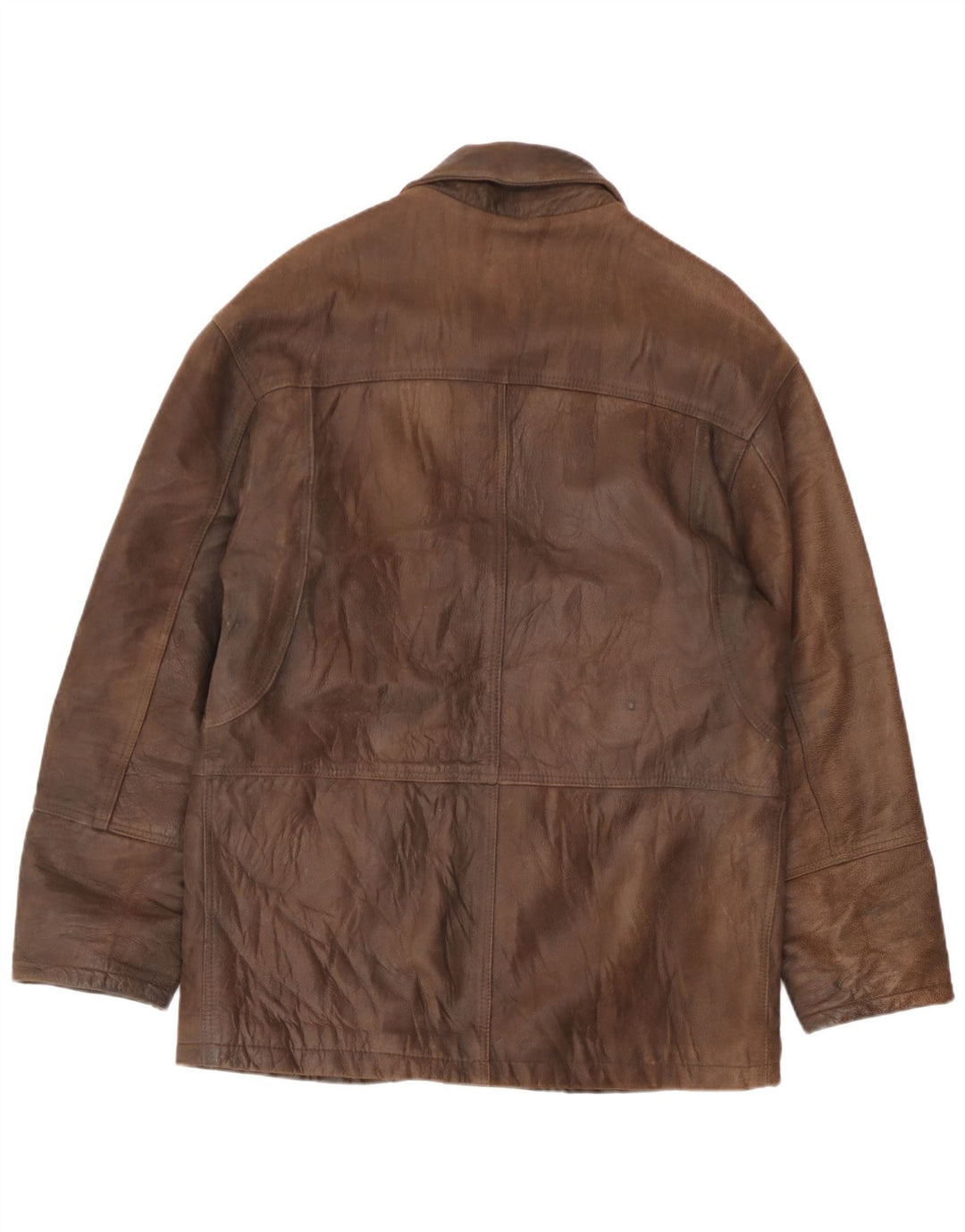 Vintage Mens Leather Windbreaker Coat IT 48 Medium Brown Leather