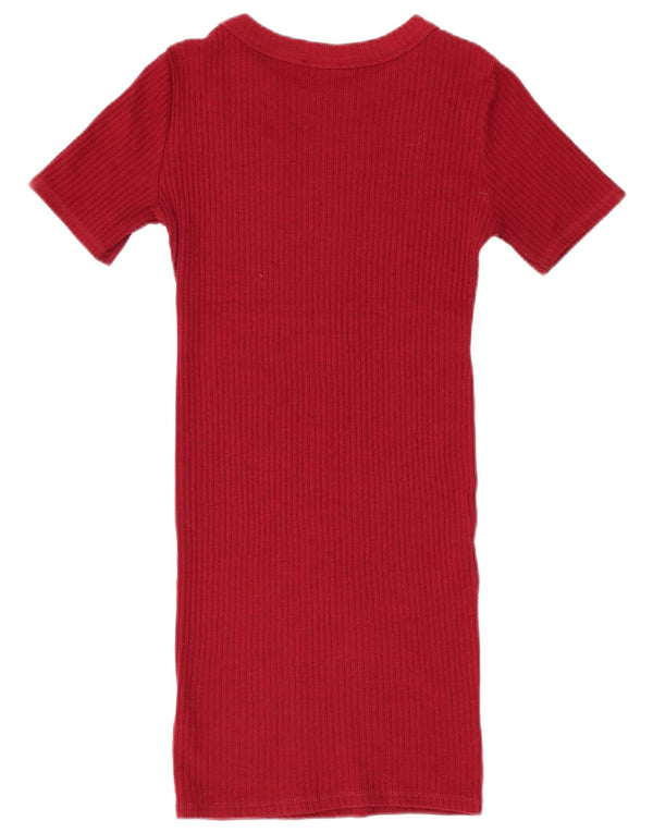 Zara Womens Bodycon Dress UK 8 Small Burgundy Cotton