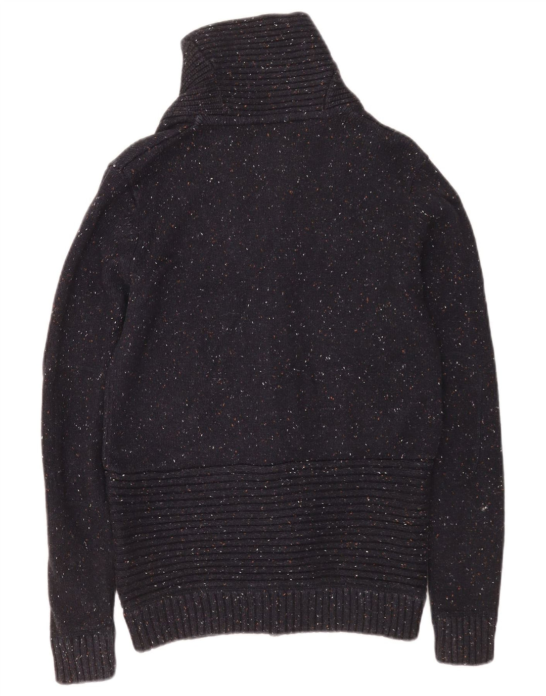 Jack & Jones Mens Cardigan Sweater Small Navy Blue Flecked Cotton
