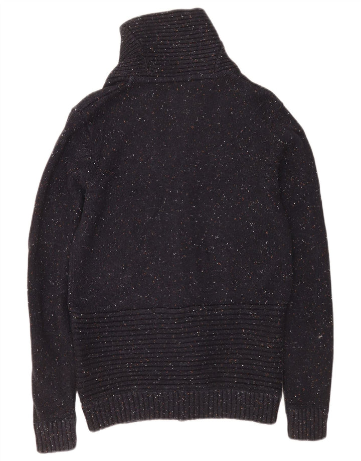 Jack & Jones Mens Cardigan Sweater Small Navy Blue Flecked Cotton