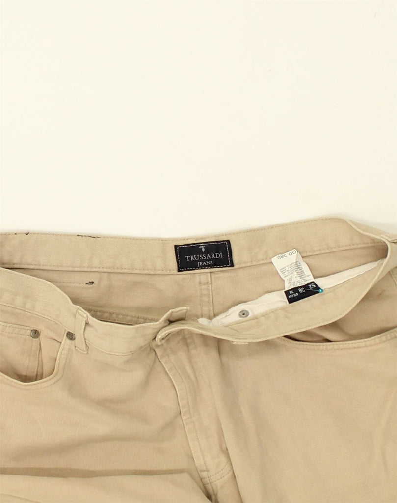 TRUSSARDI Mens Straight Casual Trousers W36 L30 Beige Cotton | Vintage Trussardi | Thrift | Second-Hand Trussardi | Used Clothing | Messina Hembry 