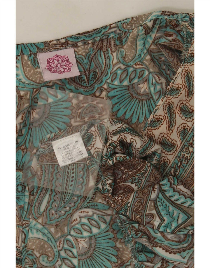 Vintage Womens Empire Dress UK 12 Medium Green Paisley Polyester