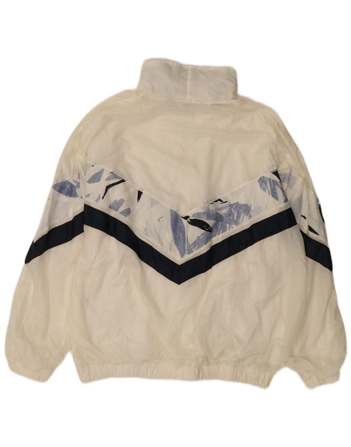 Vintage Mens Tracksuit Top Jacket IT 56 XL White Colourblock