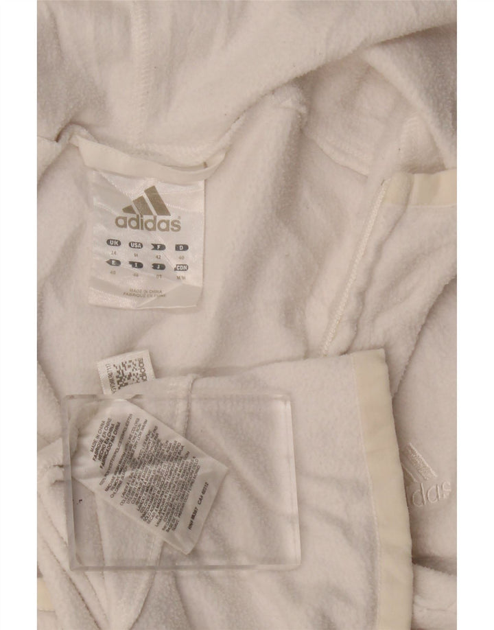Adidas Womens Hooded Fleece Jacket UK 12 Medium White Polyester