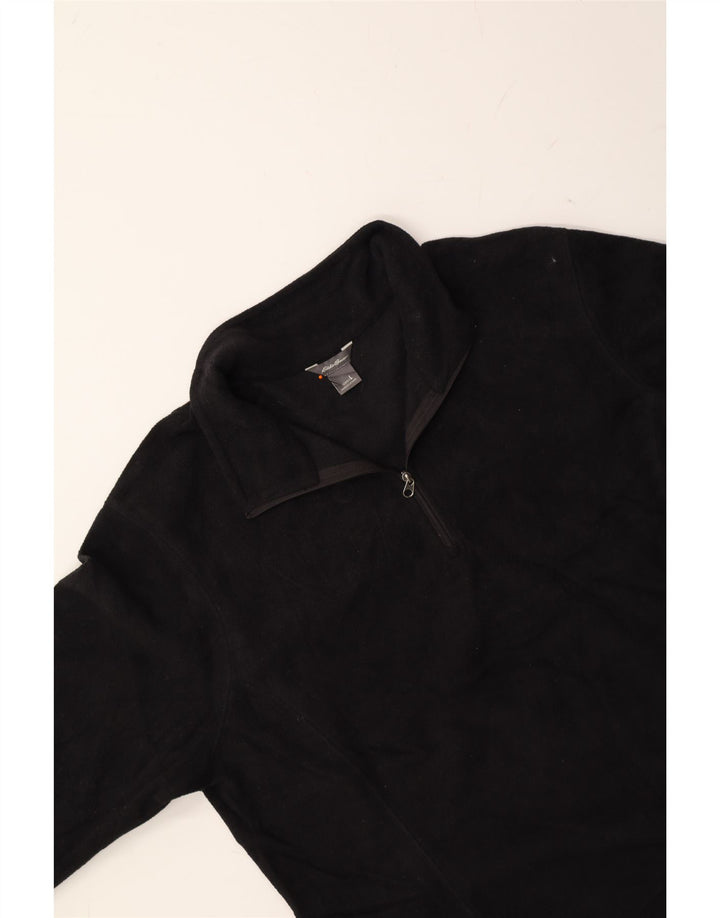 EDDIE BAUER Womens Zip Neck Fleece Jumper UK 14 Large Black Polyester Vintage Eddie Bauer and Second-Hand Eddie Bauer from Messina Hembry 
