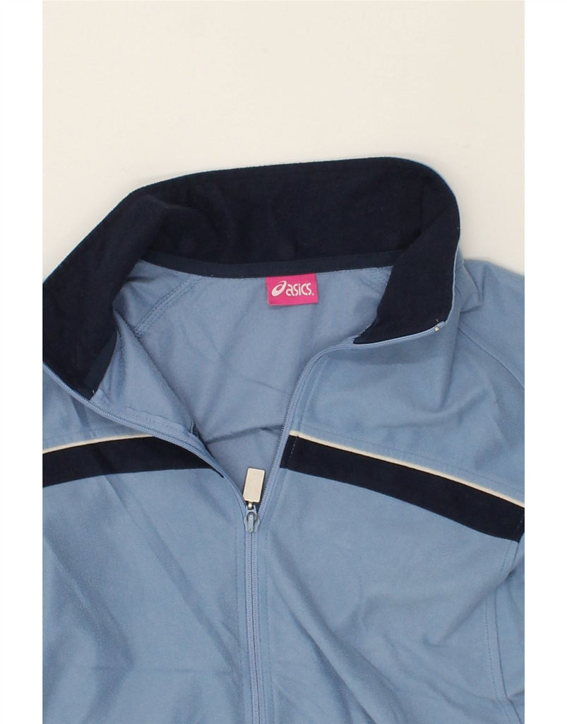 ASICS Womens Tracksuit Top Jacket UK 12 Medium Blue Polyester | Vintage Asics | Thrift | Second-Hand Asics | Used Clothing | Messina Hembry 