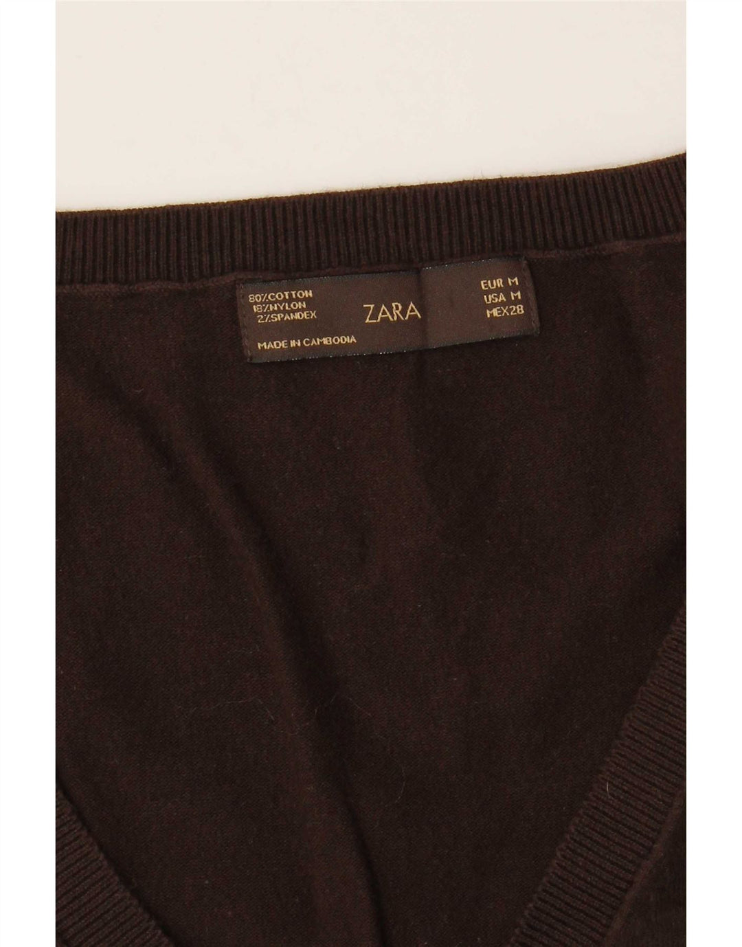 Zara Womens Vest Tank Top UK 12 Medium Brown Cotton