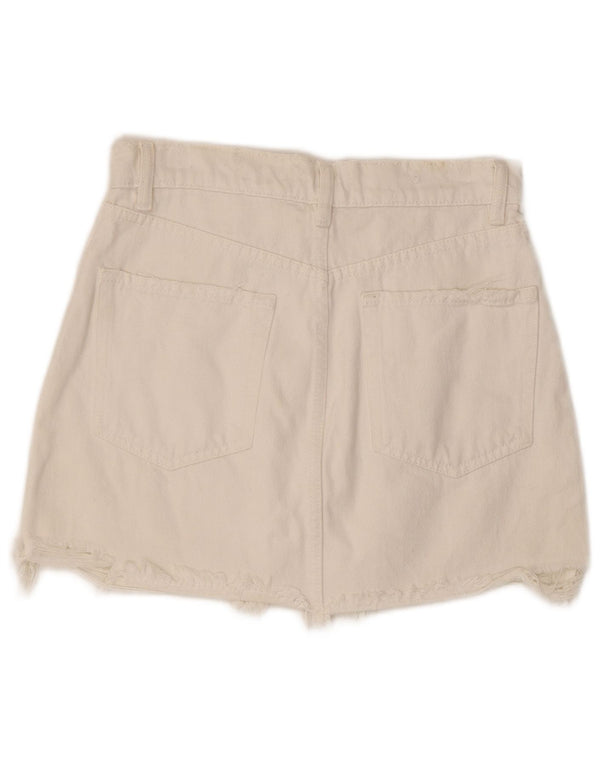 Zara Womens Denim Skirt Small W28  White Cotton
