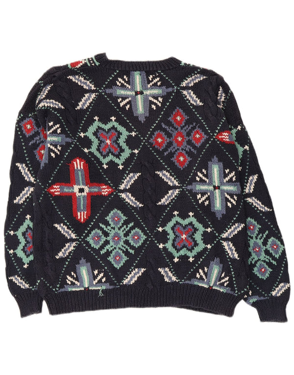 S.Moritz Womens V-Neck Jumper Sweater UK 16 Large Navy Blue Cotton