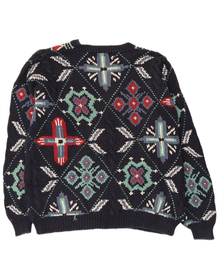 S.Moritz Womens V-Neck Jumper Sweater UK 16 Large Navy Blue Cotton