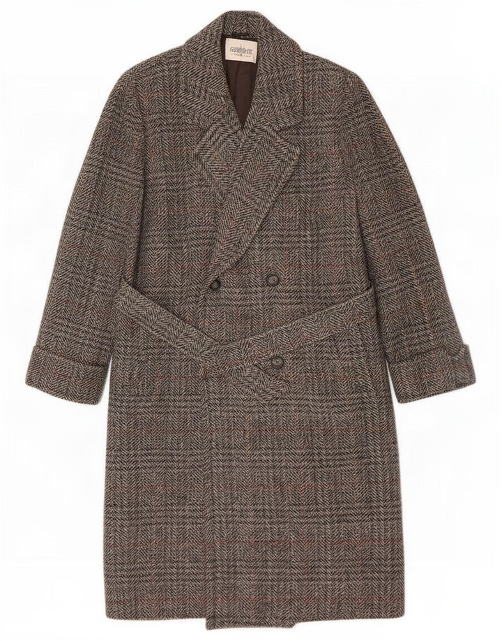 Lebole Womens Loose Fit Double Breasted Coat IT 44 Medium Grey Houndstooth