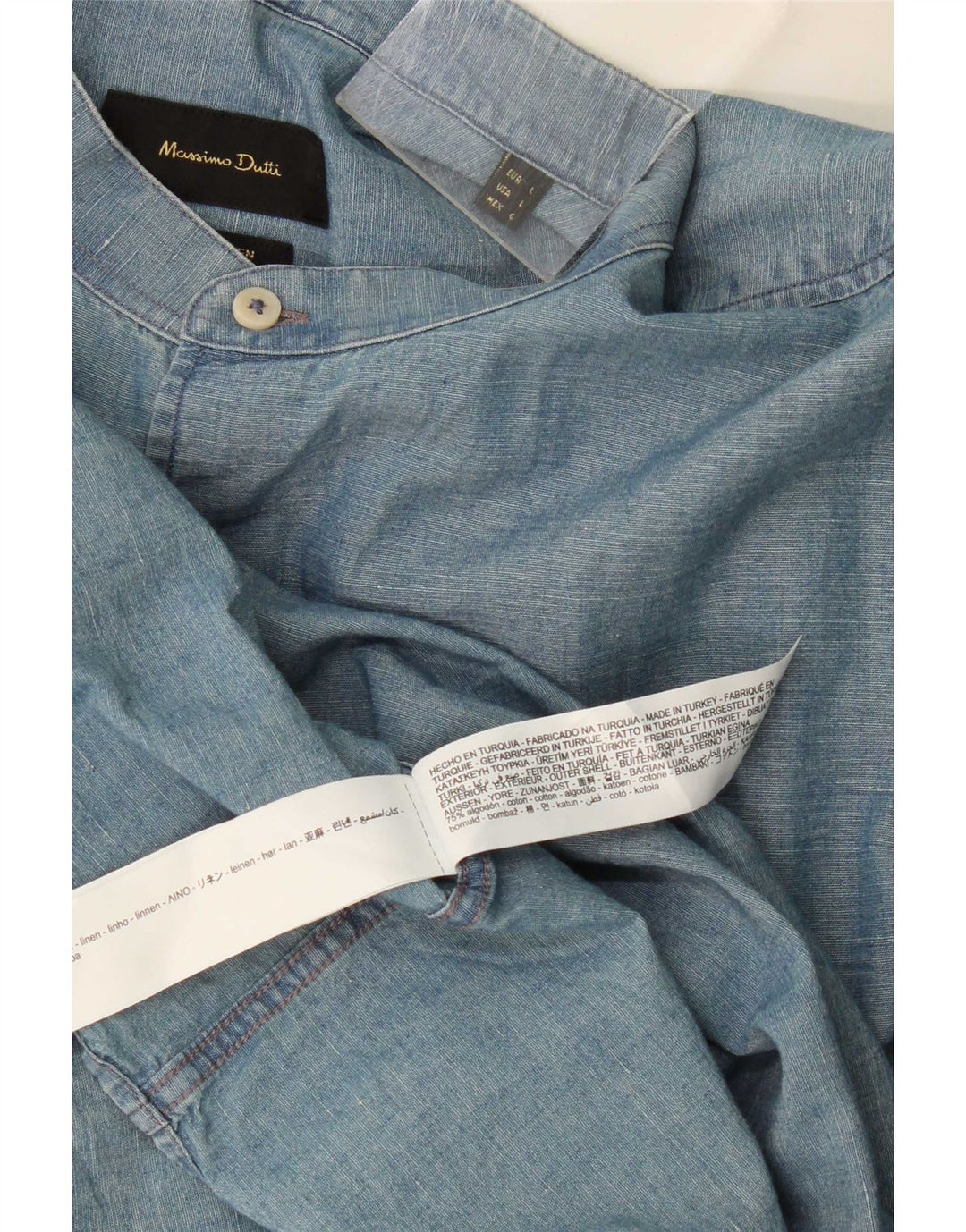 Massimo Dutti Mens Shirt Large Blue Cotton