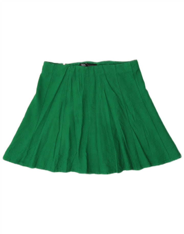 Zara Womens Mini Skirt XS W24  Green Linen