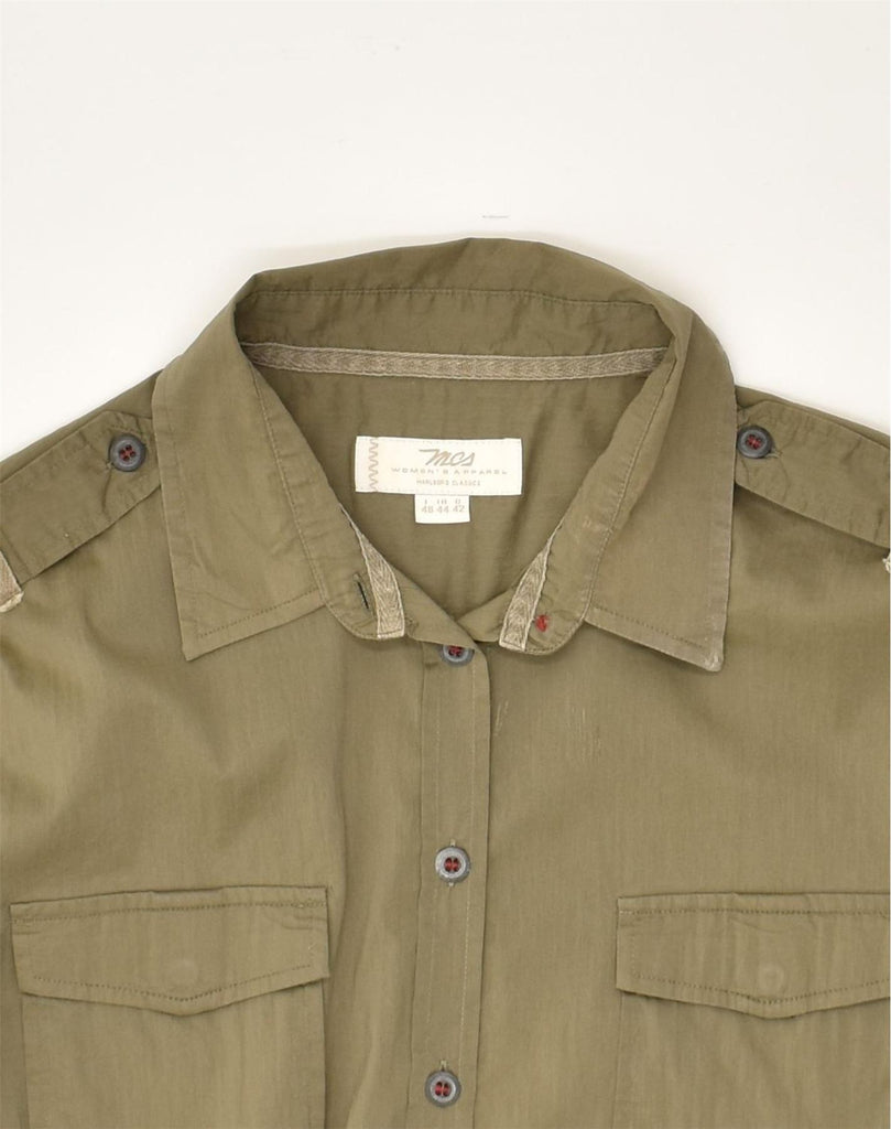 MARLBORO CLASSICS Womens Military 3/4 Sleeve Shirt IT 48 XL Khaki Cotton | Vintage Marlboro Classics | Thrift | Second-Hand Marlboro Classics | Used Clothing | Messina Hembry 