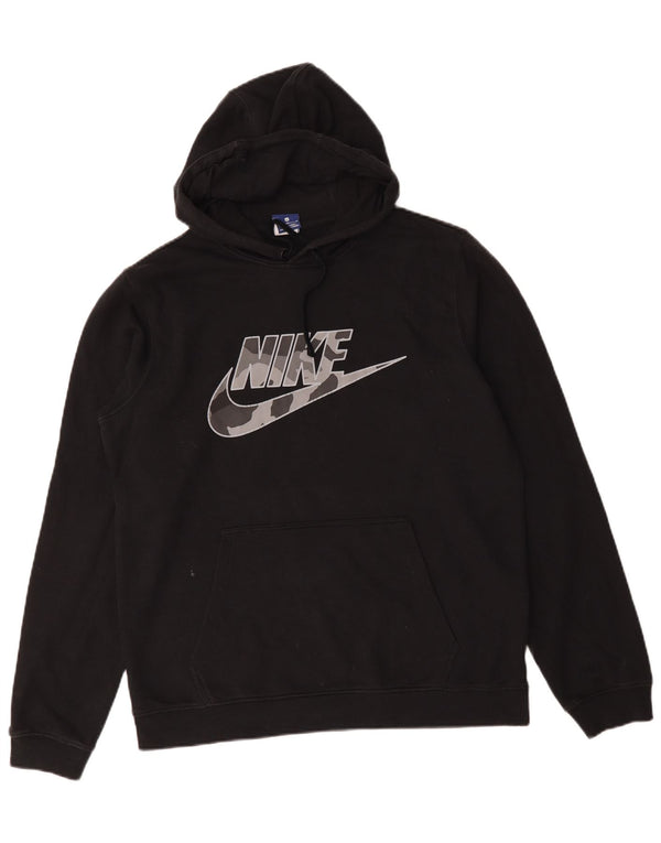 Nike Mens Graphic Hoodie Jumper Medium Black Cotton