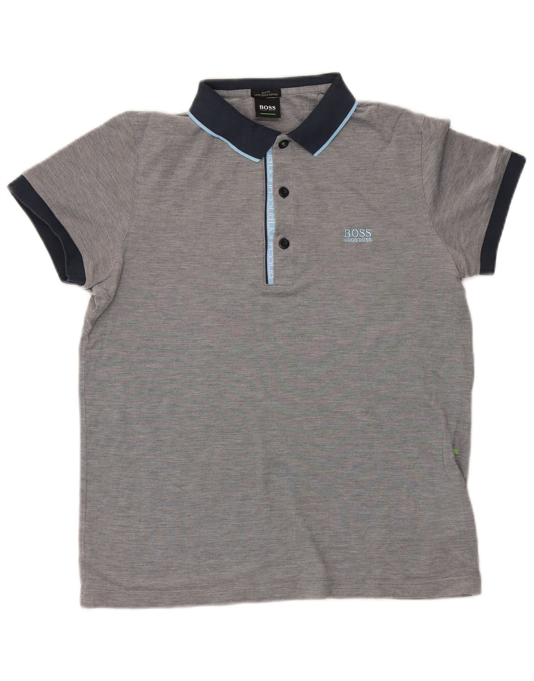 Hugo Boss Mens Polo Shirt Medium Grey Colourblock Cotton