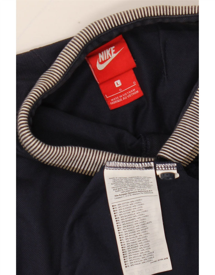 NIKE Mens Polo Shirt Large Navy Blue Cotton
