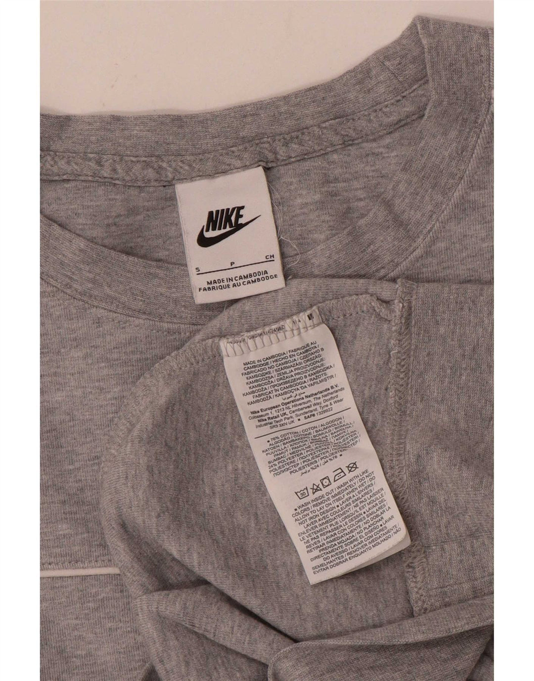 Nike Womens Oversized Sweatshirt Jumper UK 10 Small Grey Flecked Cotton