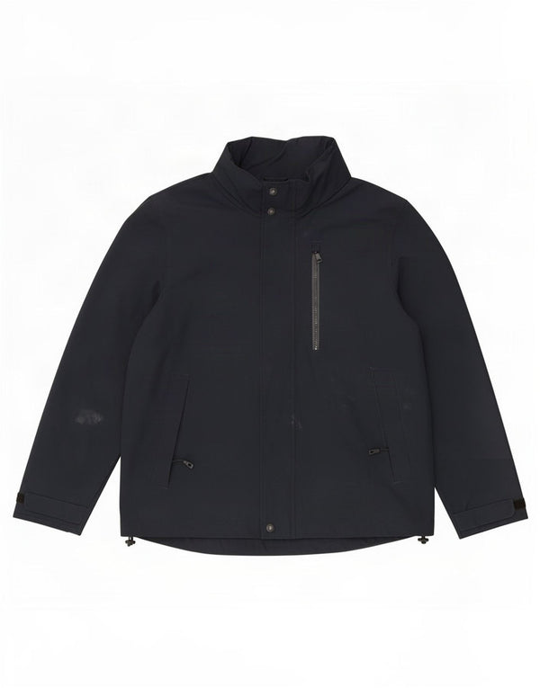 Marks & Spencer Mens Hooded Windbreaker Jacket UK 40 Large Navy Blue Cotton